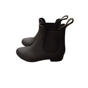 Jeffrey Campbell Rain Boots Forecast Chelsea Waterproof Black Matte Ankle 6